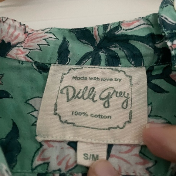 Dilli Grey Mint Winter Jasmine Girlfriend Night Shirt Dress Organic Cotton - Picture 10 of 10